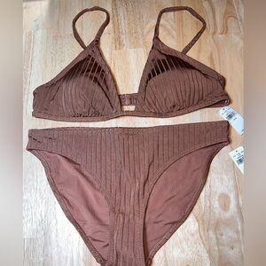Medium Aerie Women’s 2 Piece Bikini Swimsuit In Brown BNWTS